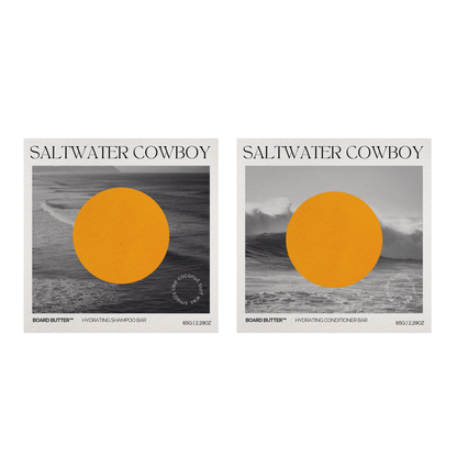 Board Butter™ shampoo and conditioner bar set for surfers, built for sun, salt, and daily ocean exposure.